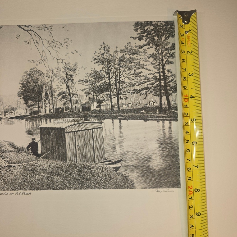 Menzo Van Esveldt Mather's Barge Studio on Oil Creek Vintage 16" x 12" print - Picture 7 of 8
